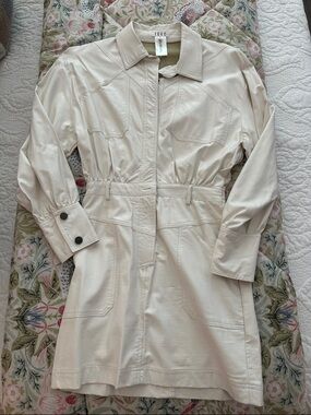 TCEC Cream Short Shirt Dress with Belted Waist